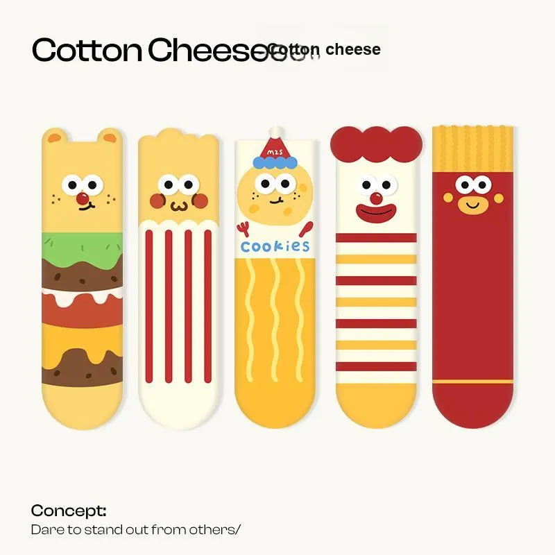 COTTON CHEESE Mid Calf Socks Unisex 5 Pack-2