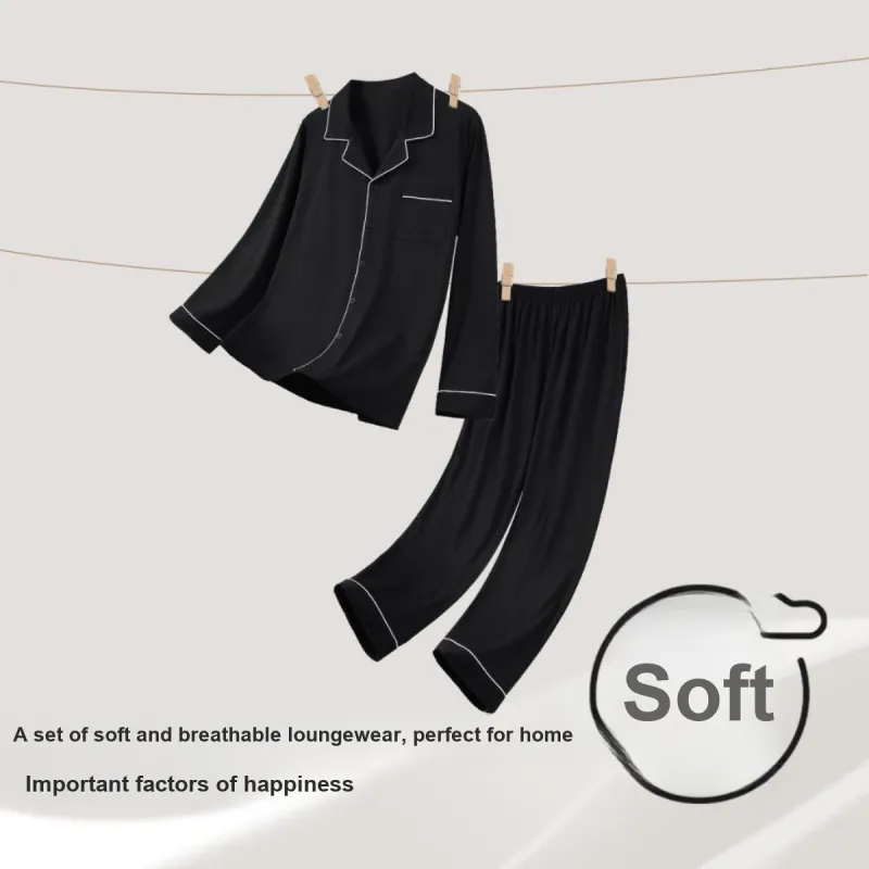 Aannsfam Pajama Set Men's Gift Box Set Basic Black-3