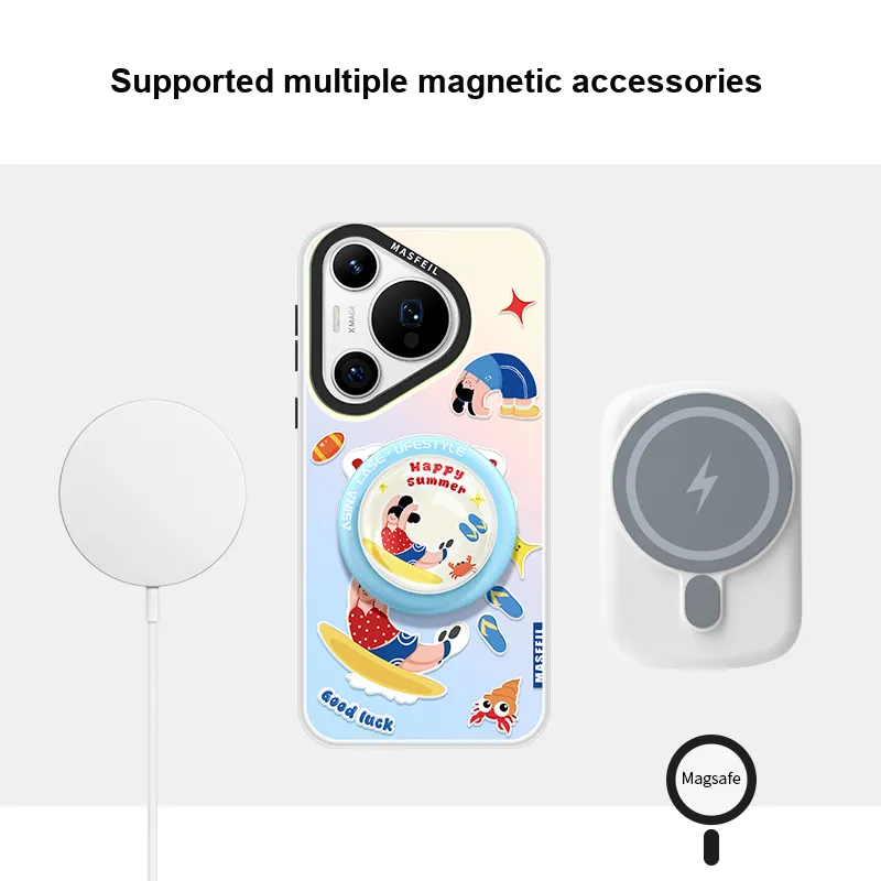 Marsfield Acrylic Material Laser Magnetic Case Active Girl Phone Cases Compatibility With Huawei P70/P60/P50 Pro-3