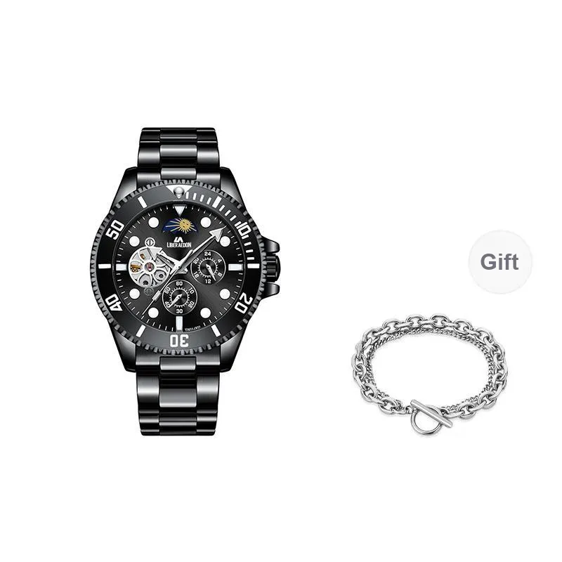 LIBER AEDON Automatic Mechanical Movement White Dial Men's Watches-5
