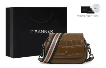 C°BANNER Cow Leather Small Square Bag Shoulder Bag, Crossbody Bag Regular Women's Coffee