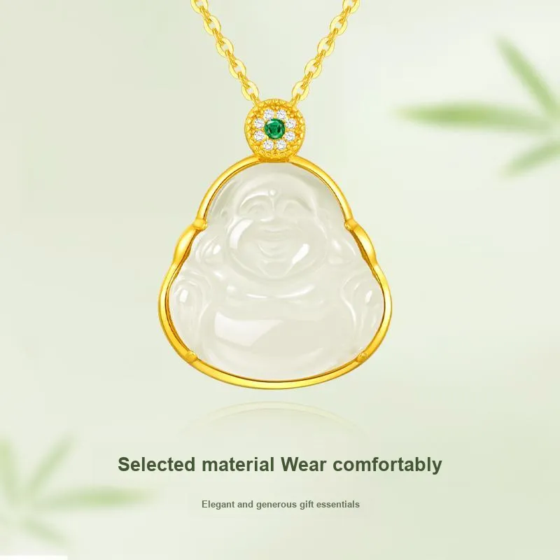 JINLIUFUJIXIANG Hetian Jade Necklaces White Jade/Pale Greenish White Jade Unisex-4
