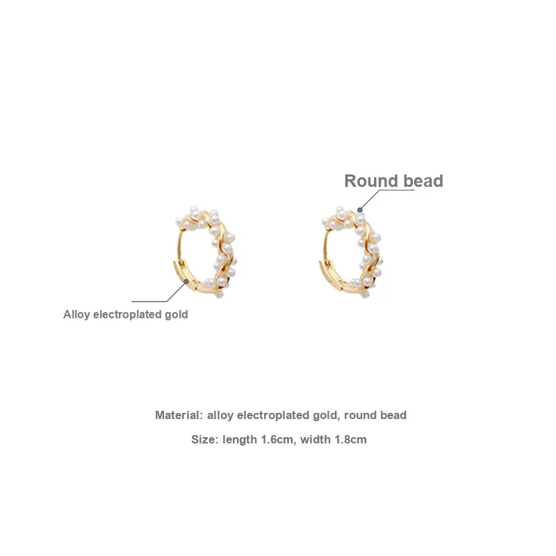 Yiru Alloy Round Bead Hoop Earrings, Stud Earrings, Ring Earrings, Earring Jewelry Accessories Women's-3