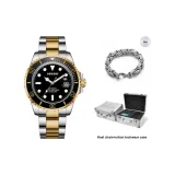 Black Dial Two-Tone Stainless Steel Band[Urban Techwear Box Limited Edition Clothing Sets]