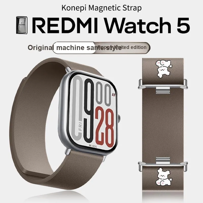 Fly Xiaomi Red Beige Compatibility Watch Band Genuine Leather Material-3