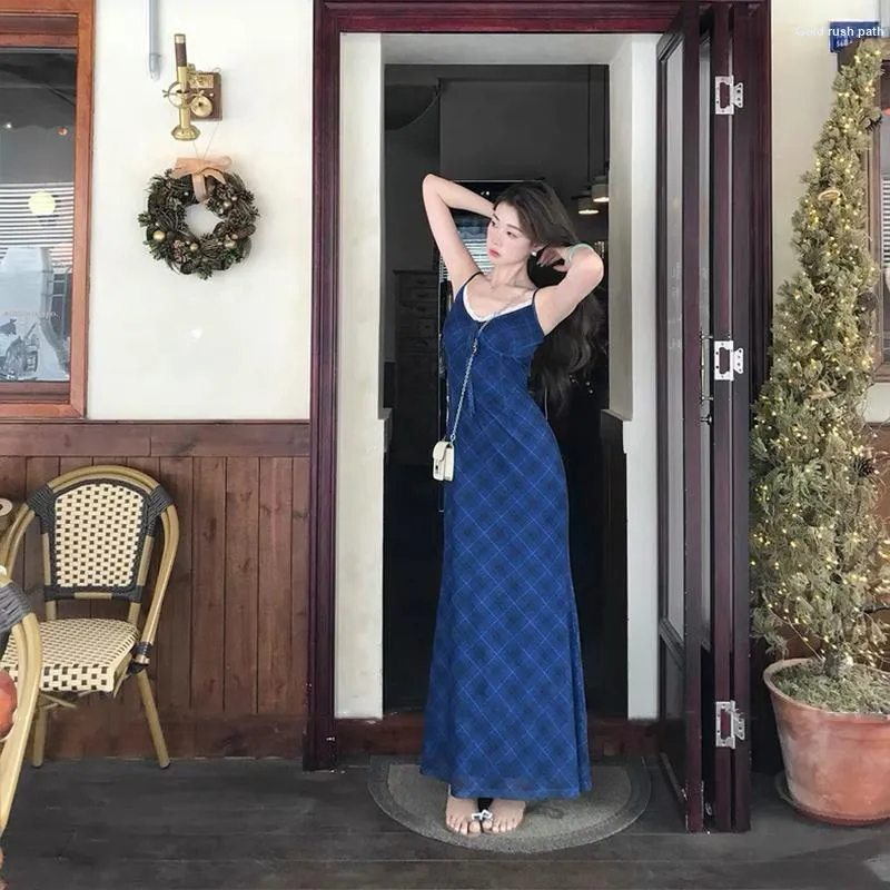 SISC Slip Dresses Women's Navy Blue-6