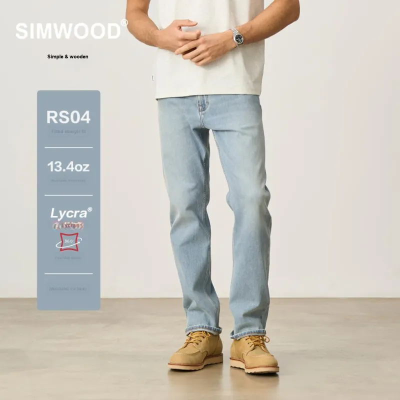 SIMWOOD Jeans Men's Washable Ice Blue-6