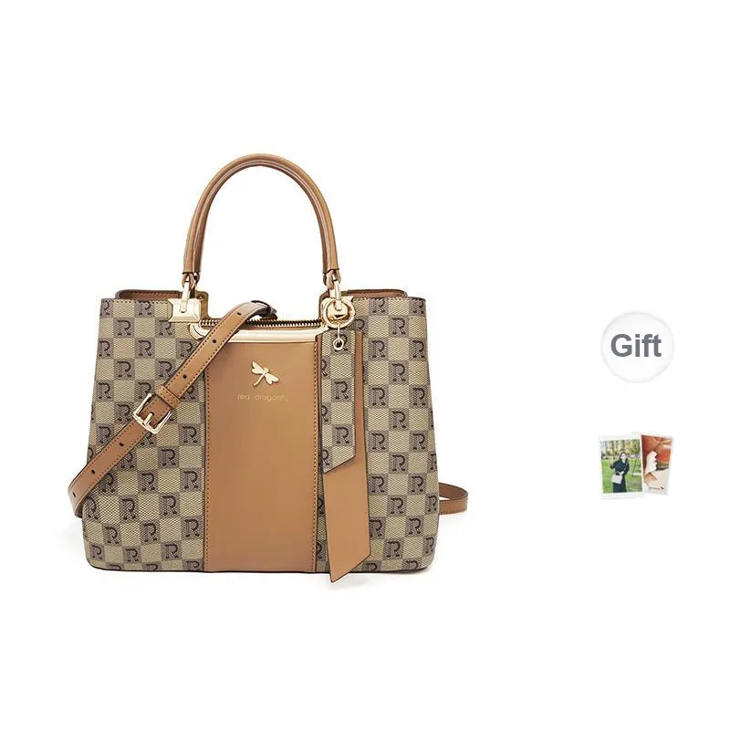 RED DRAGONFLY PVC Handbag Regular Unisex Coffee/Khaki-14