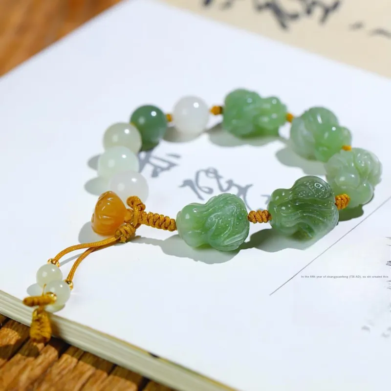 Jade Charm Yao Hetian Jade Bracelets White Jade/Pale Greenish White Jade Unisex-1