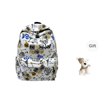 Yalu Nylon Fabric Backpack Unisex White/Sky Blue/Lake Blue