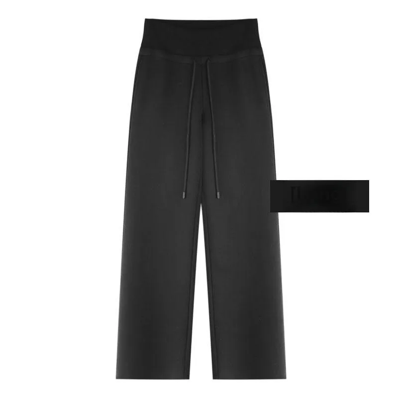 KALULI Spring Fall Casual Wide Leg Pants Sweatpants Women's Gray Black-5