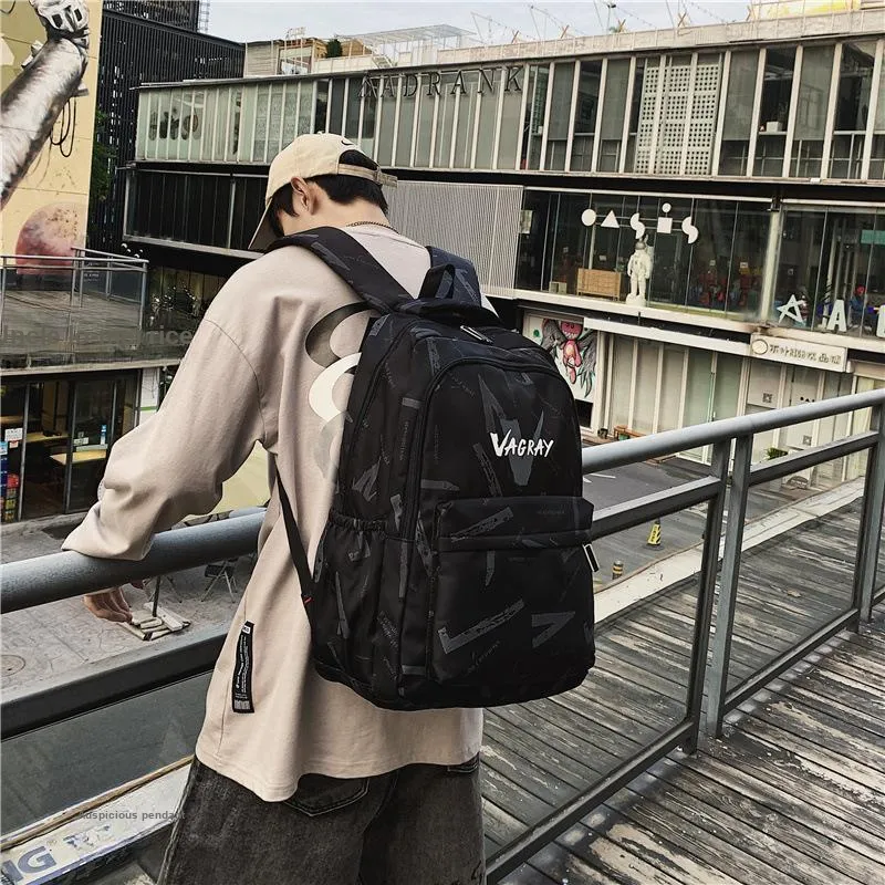 Huangmu Nylon Backpack Regular Unisex Yellow/Blue/Black-5