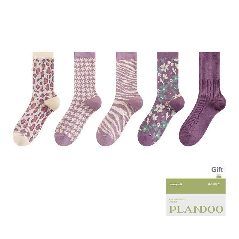 PLANDOO Mid Calf Socks Women's Shopping Bag 5 Pack-1