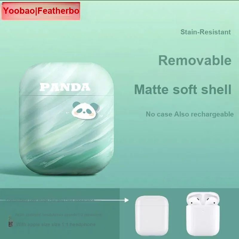 Yoobao Compatible With AirPods TPU Little Cyan Cloud Panda Matte Fully Enclosed Impact Resistant Headphone Cases-3