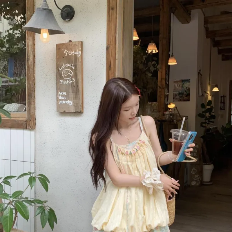 PAIN OR PLEASURE Summer Slip Dresses Women's Yellow-4