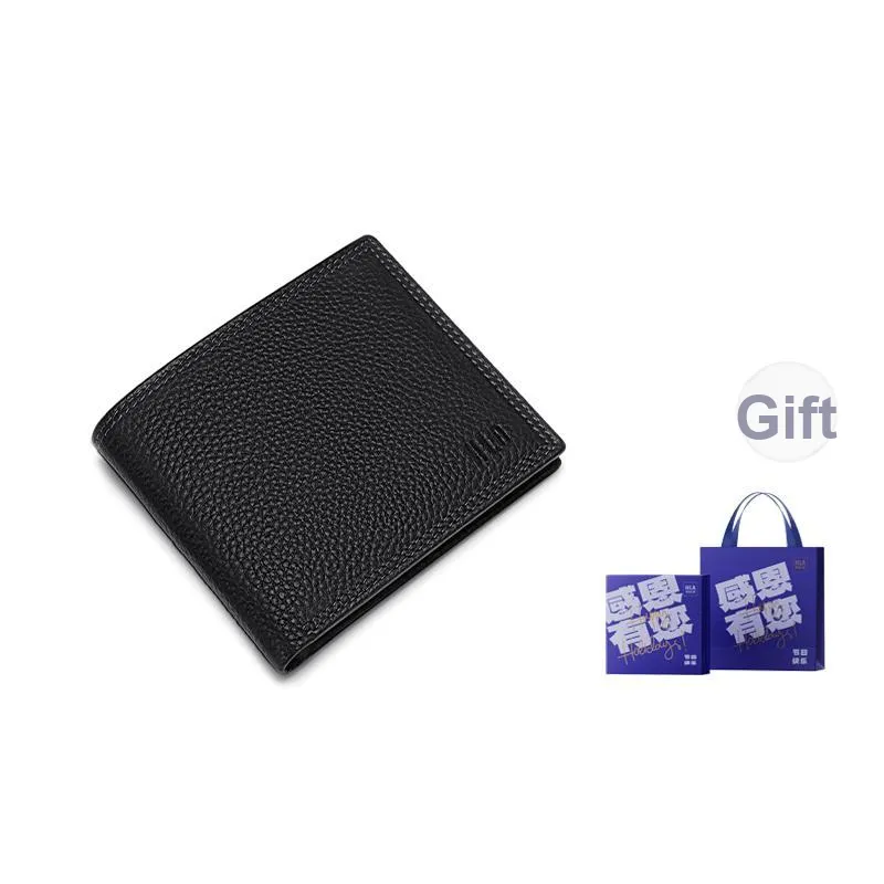 HLA Cow Leather Wallet Regular Unisex Black