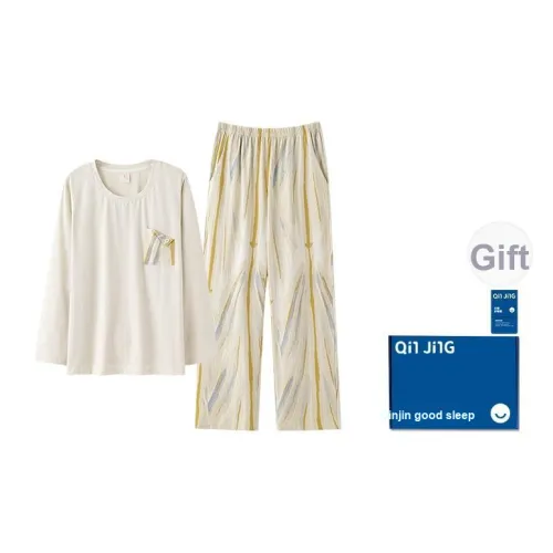 Qin Jing Пижамный комплект женский цветочный абрикосовый