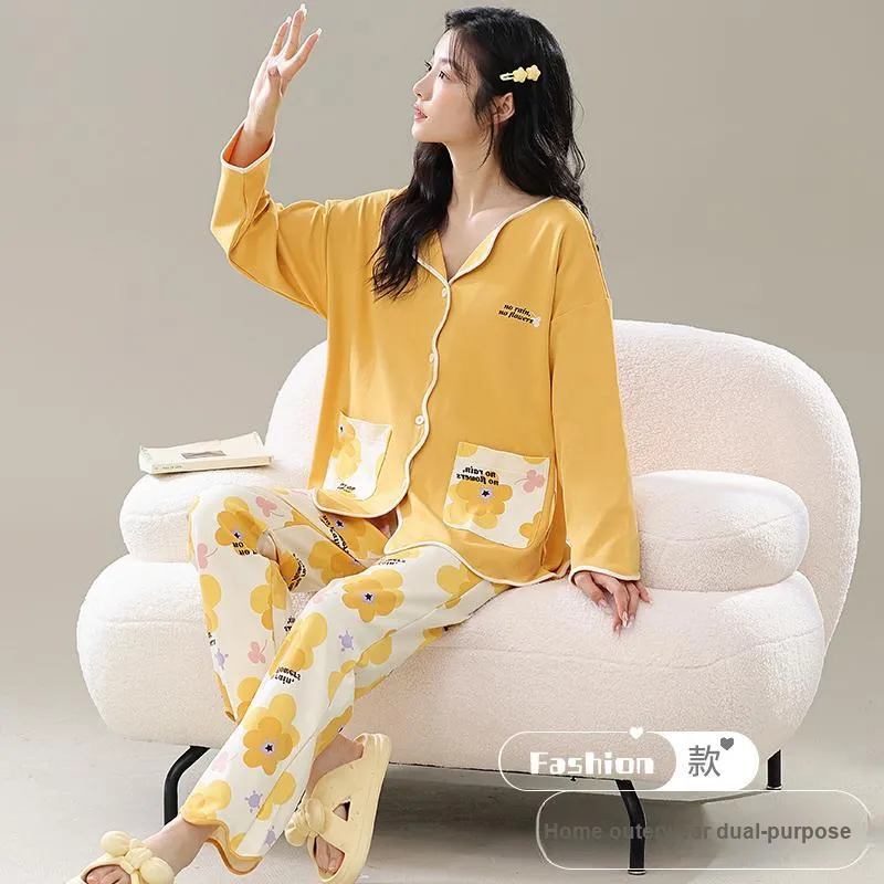Follow The United States Pajama Set Women's Floral Yellow-1