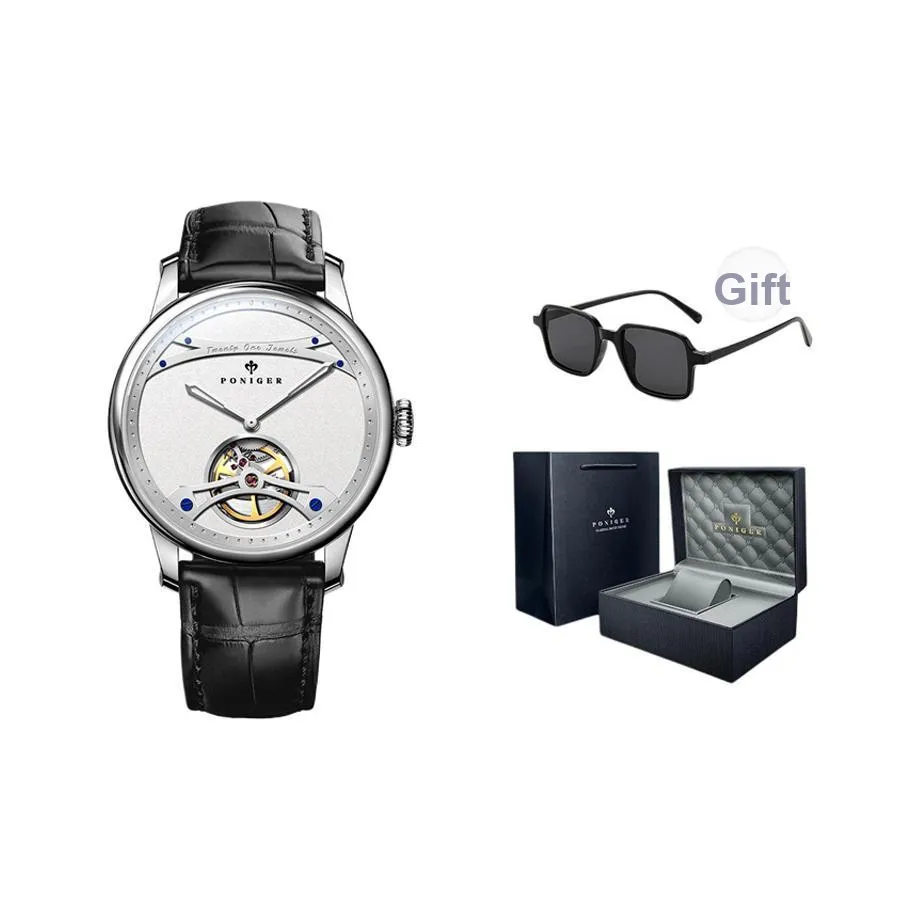 PONIGER Автоматический Механический Механизм Мужские Часы 41мм*41мм*11мм Белый
