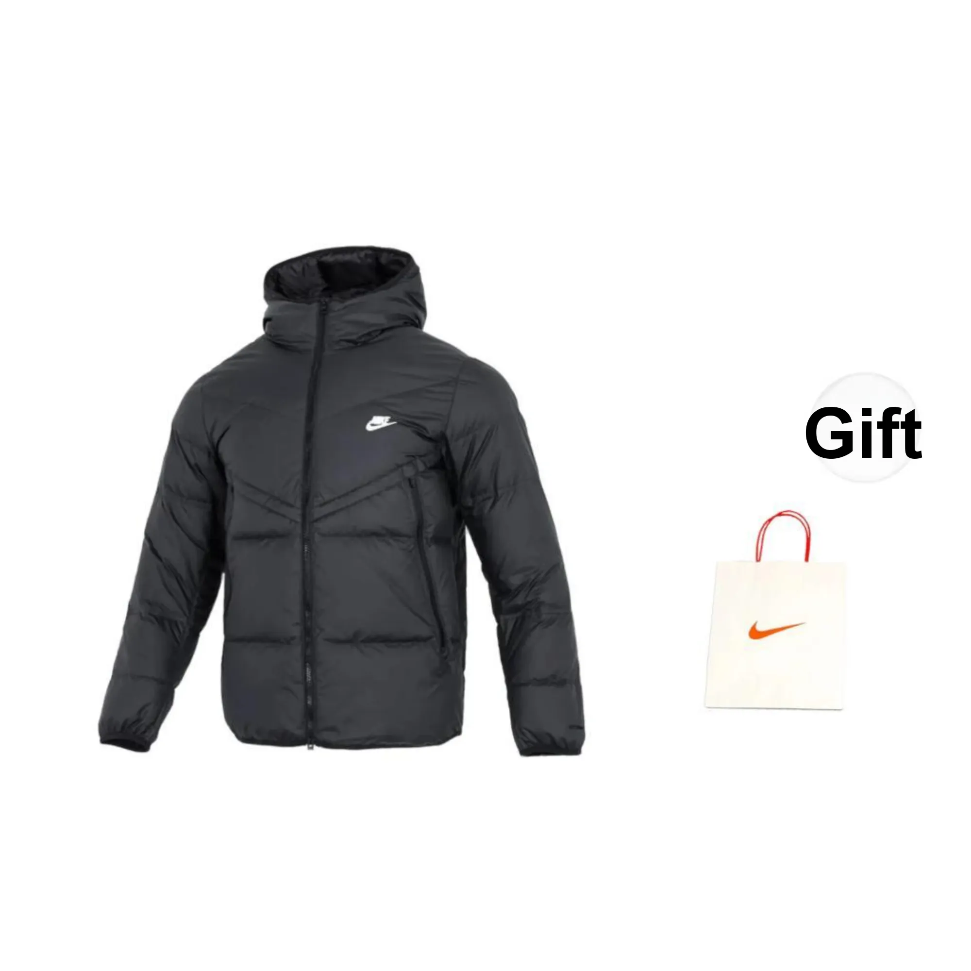 Nike Down Jackets Men's Black Shopping Bag Included