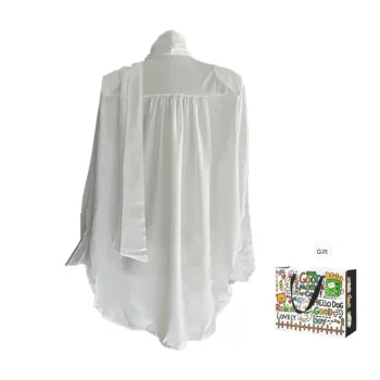 OURUOKE Long Sleeved Dresses Women's White