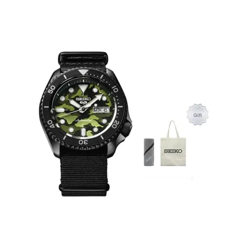 SEIKO Series 5 Механический механизм ремешок из нейлона часы для мужчин зеленый циферблат