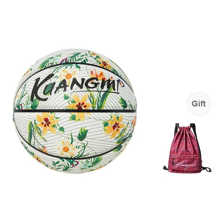 Kuangmi PU Basketball White Green Size 7 Ball Glow In The Dark Unisex-16
