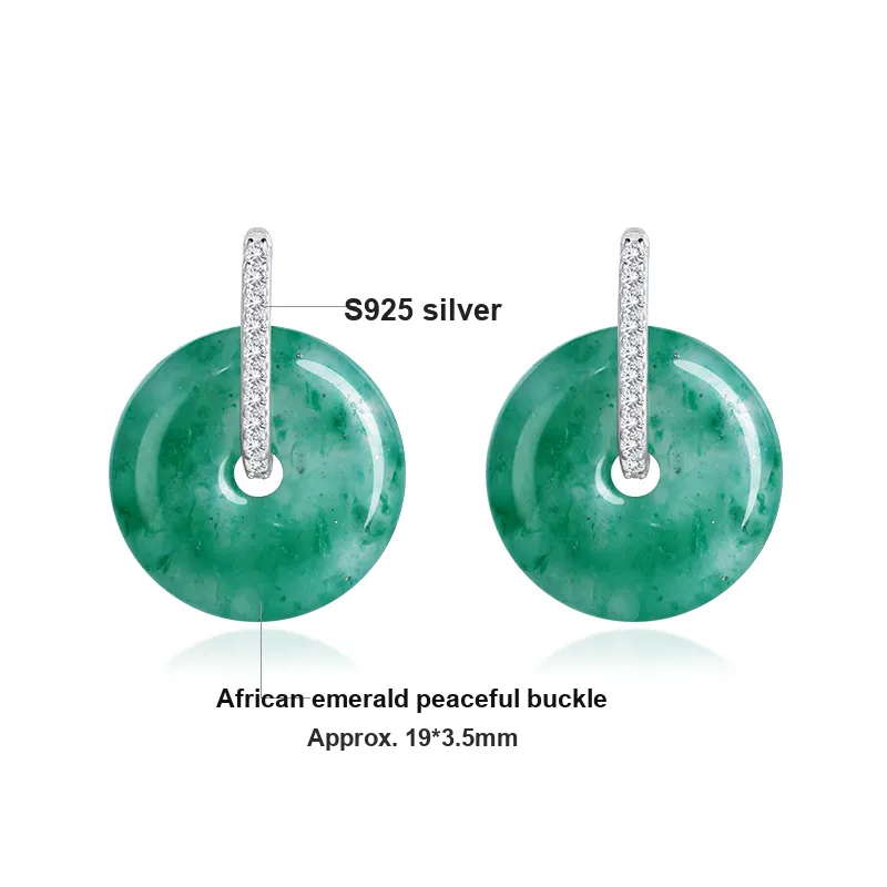 LOVING African Emerald Jade Earrings Women's-5