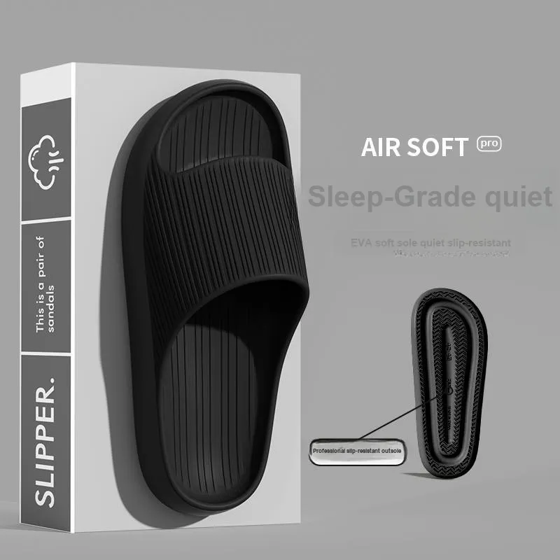 Foot Recreation Summer Minimalist Style Vertical Stripes Eva Anti Slip And Wear Resistant Slippers Home Slippers Unisex-4