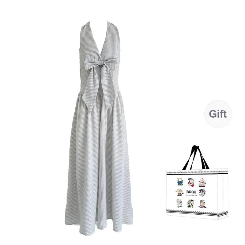 BDGU Sleeveless Dresses Women's White Stripes-0