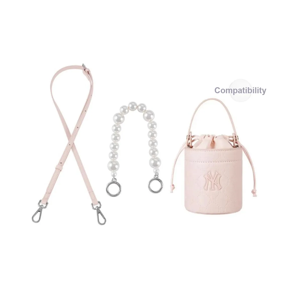 Kim Yeon-sha Acrylic Cow Leather Bag Accessories Women's Pink White