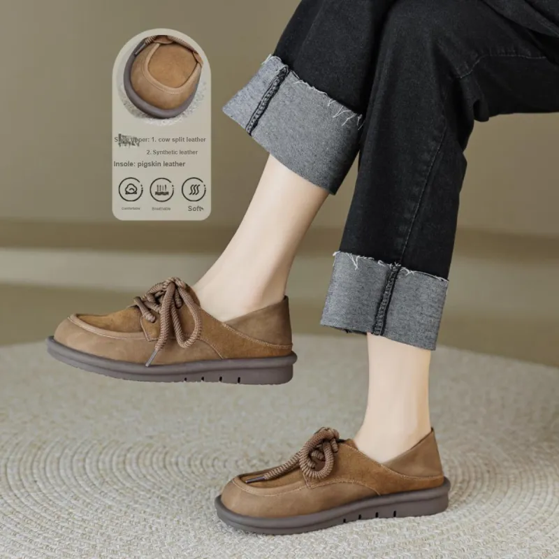 【dme】 Casual Single Shoes 2cm Women's Khaki-1