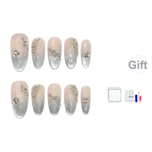 JINGCHANXUE Океанический Звездный свет False Nail Миндаль Роскошь Телесный Французский 16мм