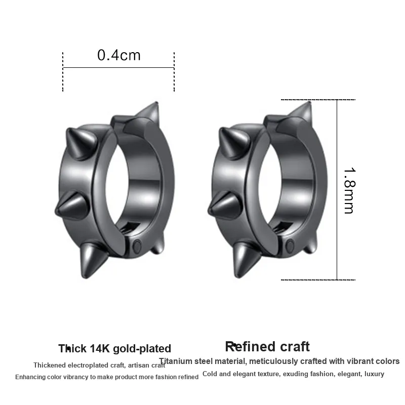 DAIRUO Titanium Steel Clip On Earrings Men's-4