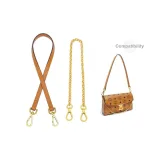 Earth Yellow Brown 1.1cm Width with Gold-Tone Lock 65cm+24K Gold Plate Buckle and Decorative Chain 40cm