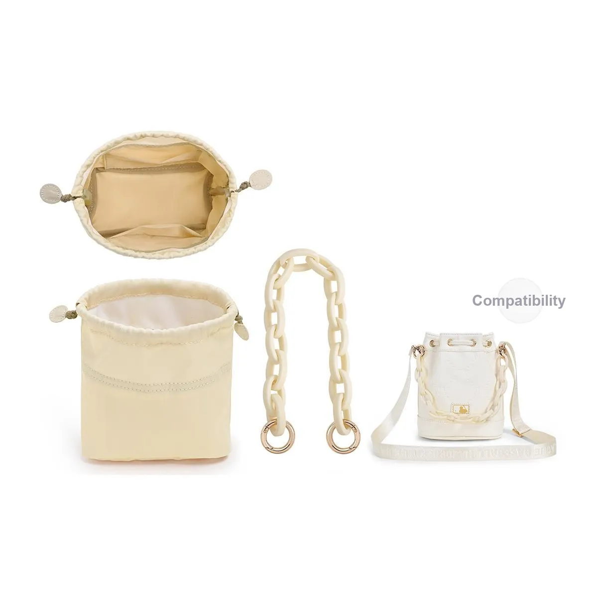 Lan Bao Fan Нейлон Акрил Сплав Сумка Аксессуар Комбо Набор Унисекс Белый