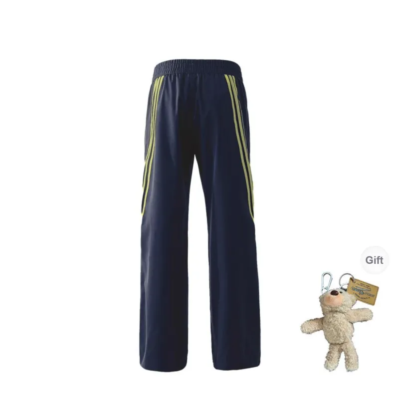HOKLV Casual Pants Unisex Navy Blue-1
