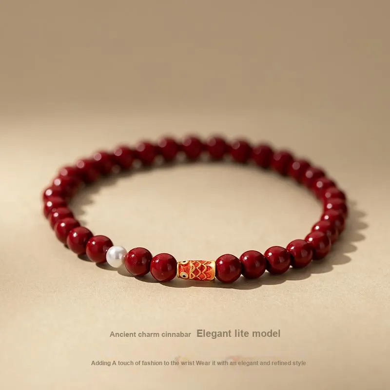 QLADY Reconstructed Cinnabar Bracelets Unisex-5