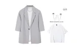 Light Gray (Comes with Brooch+White T-Shirt)
