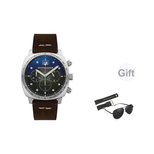 SPINNAKER HULL Collection Мужские часы Кварцевый механизм Естественная кожа Ремешок Зеленый циферблат