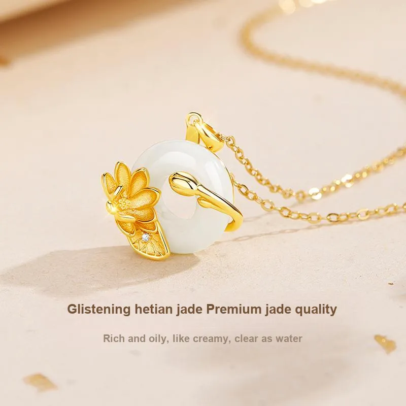 MOLADY Chalcedony Natural Jade Necklace For Women's Women's-5