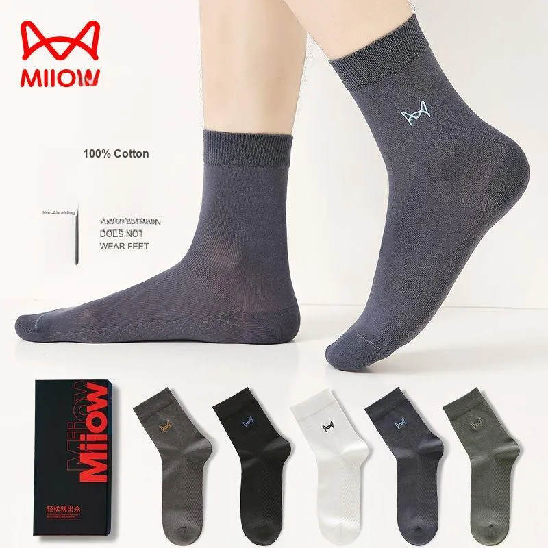 MIIOW Mid Calf Socks Men's 5 Pack Gift Box Set-1