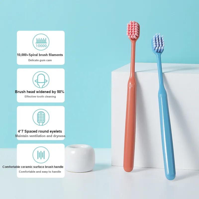 CHENYISHENG Adults Wide Head Spiral Bristle Candy Color Family Pack Couple Soft Bristle Toothbrush-7