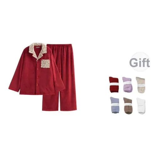 Same Language Пижамный комплект Мужской Китайский Красный · Леопардовый с принтом