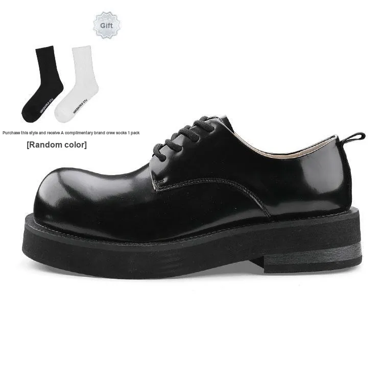 HANQIAORIJI Black Blood Series Casual Leather Shoes Unisex Black-0