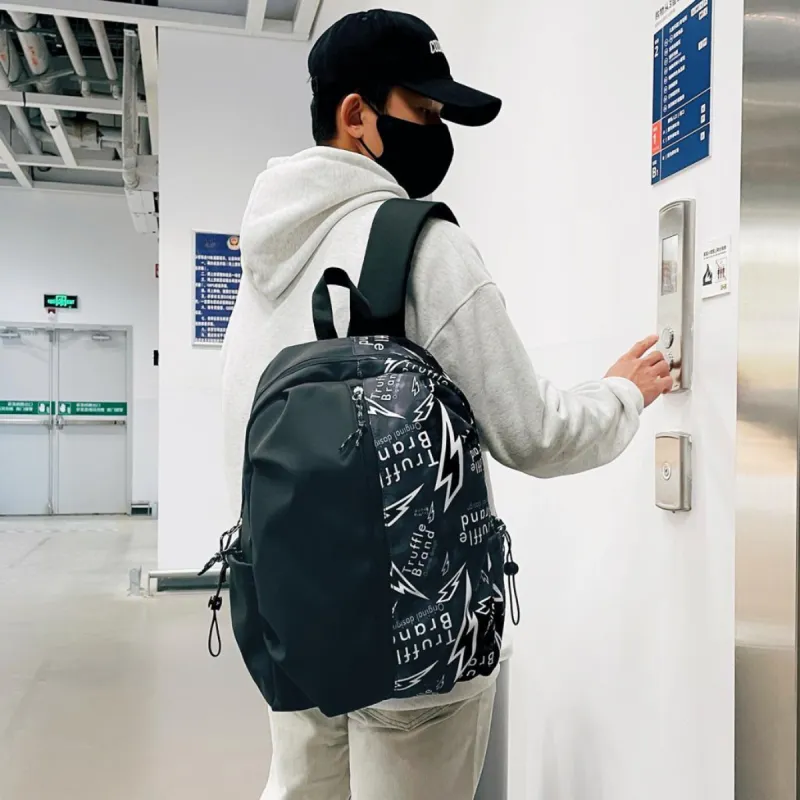 HCXK Nylon Backpack Unisex Black/White/Gray-3