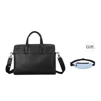 PIERRE CARDIN Cow Leather Briefcase, Laptop Bag, Handbag Tubas Men's Black