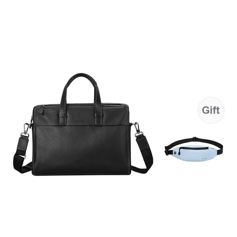 PIERRE CARDIN Cow Leather Briefcase, Laptop Bag, Handbag Tubas Men's Black-0