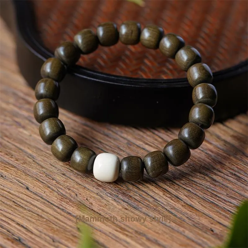 FANGYUANXIAOFU Laoshan Sandalwood Plain Circle Beaded Bracelet Unisex-7