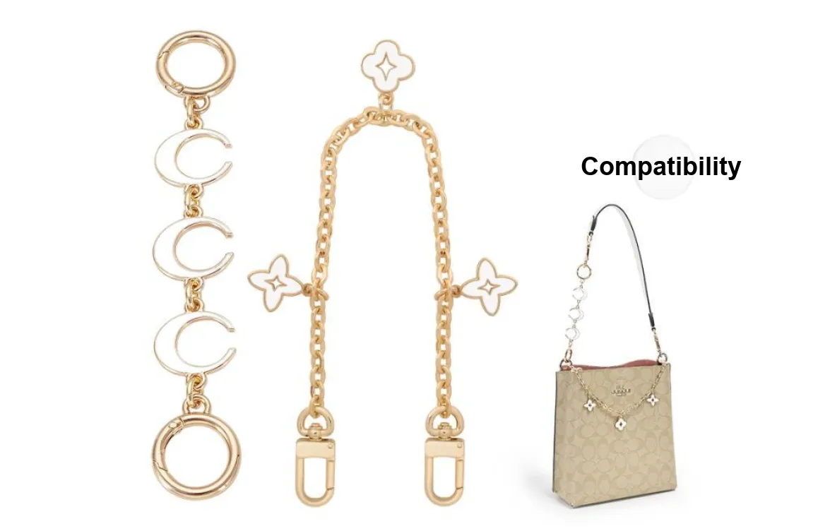 Lan Bao Fan Alloy Metal Bag Accessory Unisex Gold Tone